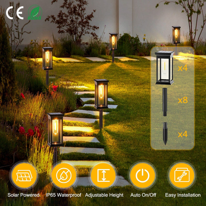 Lisslune | 6-Pack: Solar-powered garden lighting IP65 waterproof automatic on off