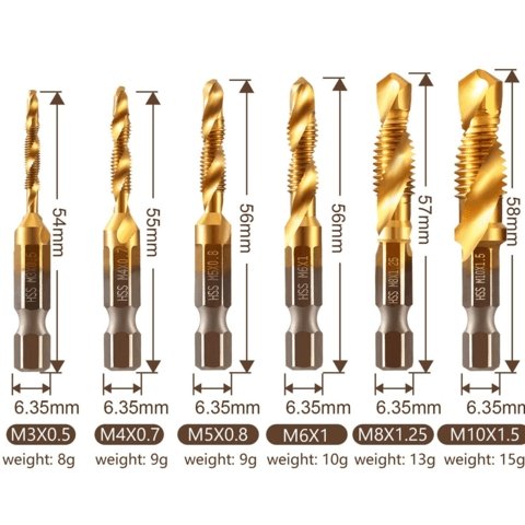 Lisslune | 6-piece metric thread cutter set