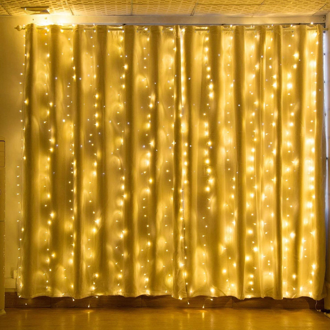 Lisslune | 600 LED 9.8 x 19.6 FT. LED curtain lights with 8 light modes and memory function