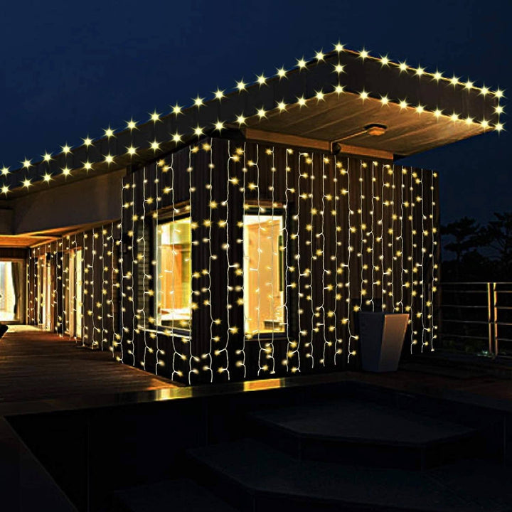 Lisslune | 600 LED 9.8 x 19.6 FT. LED curtain lights with 8 light modes and memory function