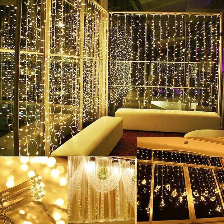 Lisslune | 600 LED 9.8 x 19.6 FT. LED curtain lights with 8 light modes and memory function