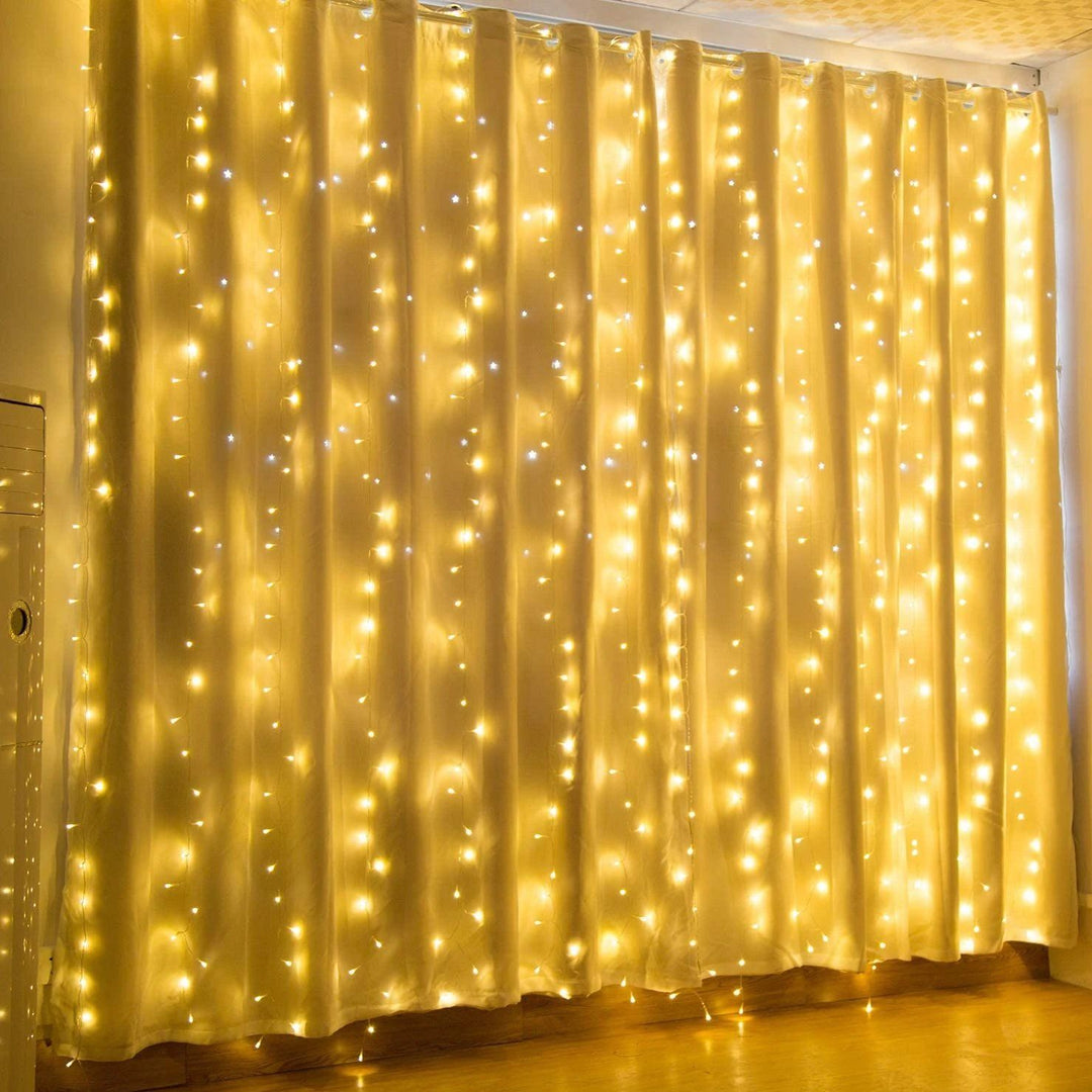 Lisslune | 600 LED 9.8 x 19.6 FT. LED curtain lights with 8 light modes and memory function