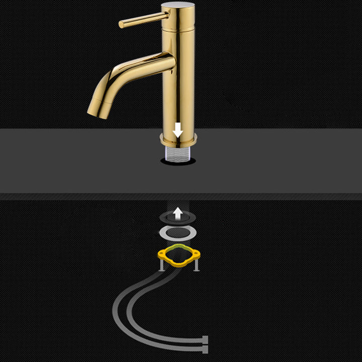 Lisslune | Modern 1-Hand Basin Faucet Gold Brushed Sink Faucet Brass