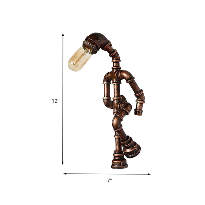 Skørter | Metal Bronze Wall Lamp Light Standing Human Shape 1 Bulb Industrial Wall Mount Pipe Lamp