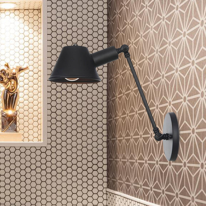 Skørter | Black 1-Bulb Wall Lamp Wall Sconce Farmhouse Iron Bell Wall Mount Light with 8"/12" Long Swing Arm