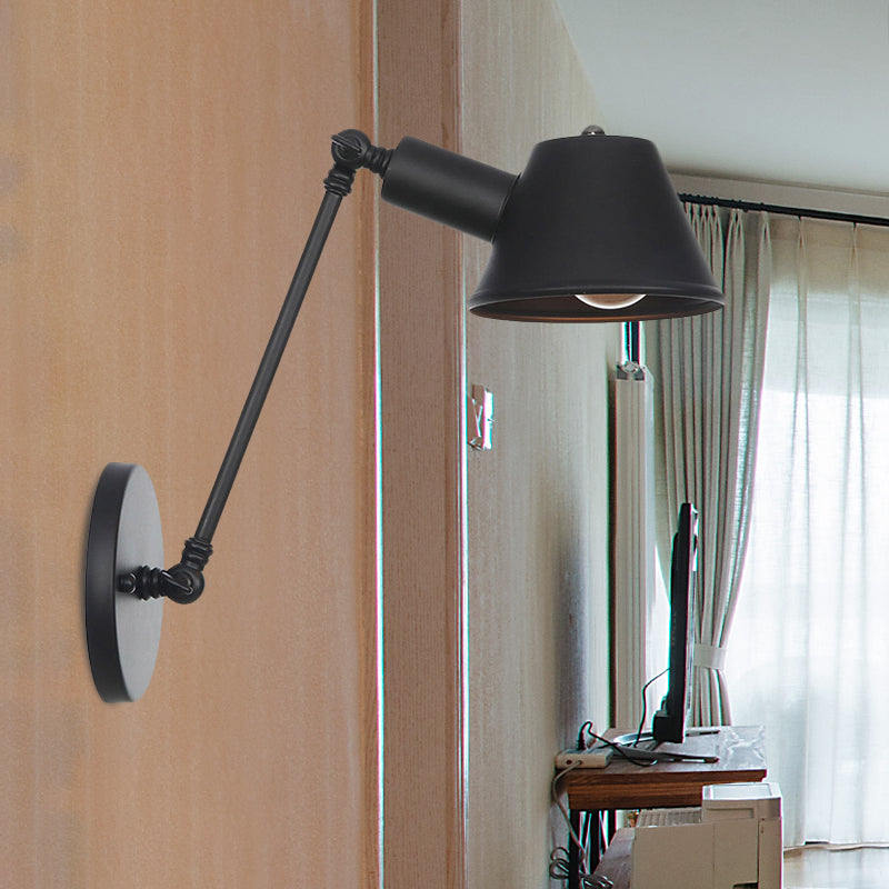 Skørter | Black 1-Bulb Wall Lamp Wall Sconce Farmhouse Iron Bell Wall Mount Light with 8"/12" Long Swing Arm