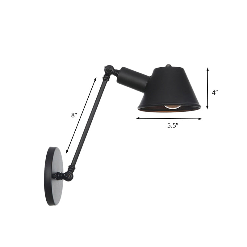Skørter | Black 1-Bulb Wall Lamp Wall Sconce Farmhouse Iron Bell Wall Mount Light with 8"/12" Long Swing Arm