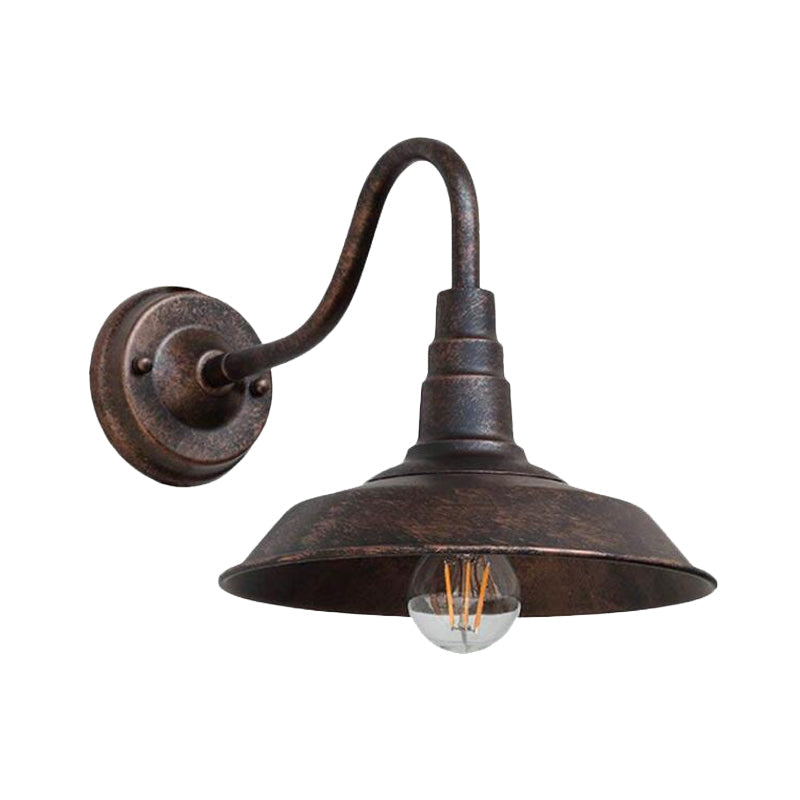 Skørter | 1 Bulb Iron Wall Light Rustic Black Finish Barn Nightstand Wall Lamp with Goose Neck Arm