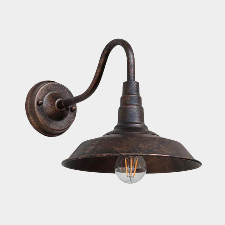 Skørter | 1 Bulb Iron Wall Light Rustic Black Finish Barn Nightstand Wall Lamp with Goose Neck Arm