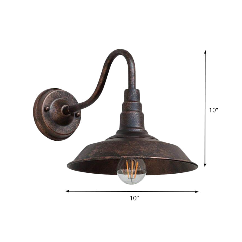 Skørter | 1 Bulb Iron Wall Light Rustic Black Finish Barn Nightstand Wall Lamp with Goose Neck Arm
