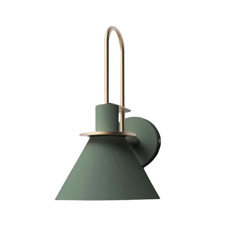Skørter | 1-Light Wall Lamp Antique Cone Metal Wall Mount in White/Black/Green with Handle for Nightstand