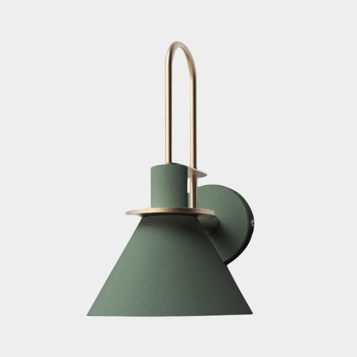 Skørter | 1-Light Wall Lamp Antique Cone Metal Wall Mount in White/Black/Green with Handle for Nightstand