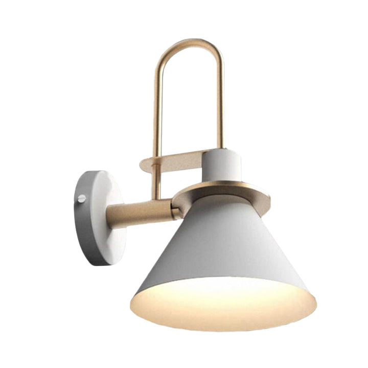 Skørter | 1-Light Wall Lamp Antique Cone Metal Wall Mount in White/Black/Green with Handle for Nightstand