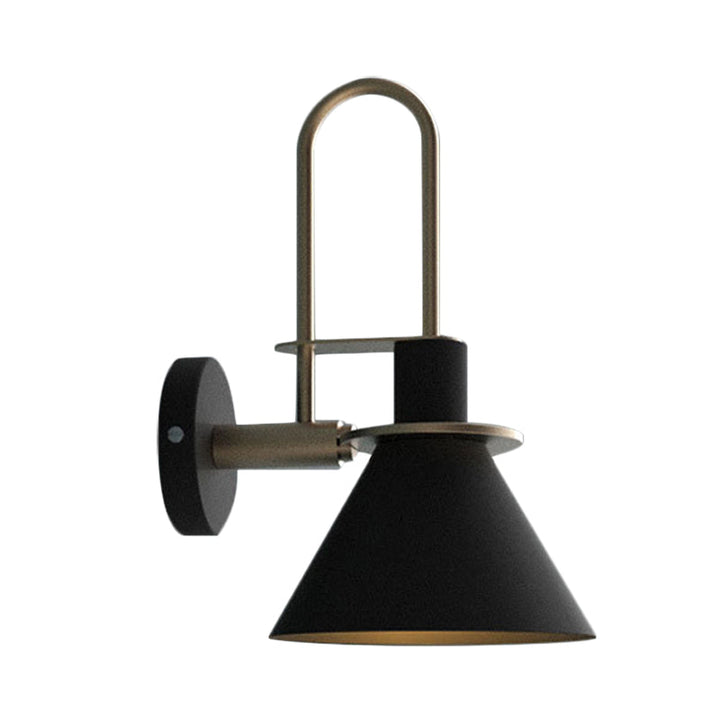Skørter | 1-Light Wall Lamp Antique Cone Metal Wall Mount in White/Black/Green with Handle for Nightstand