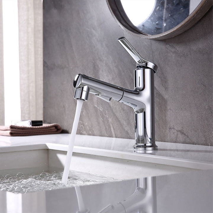 Lisslune | Contemporary Single Handle Faucet Retractable Sink Faucet with Lever Handle