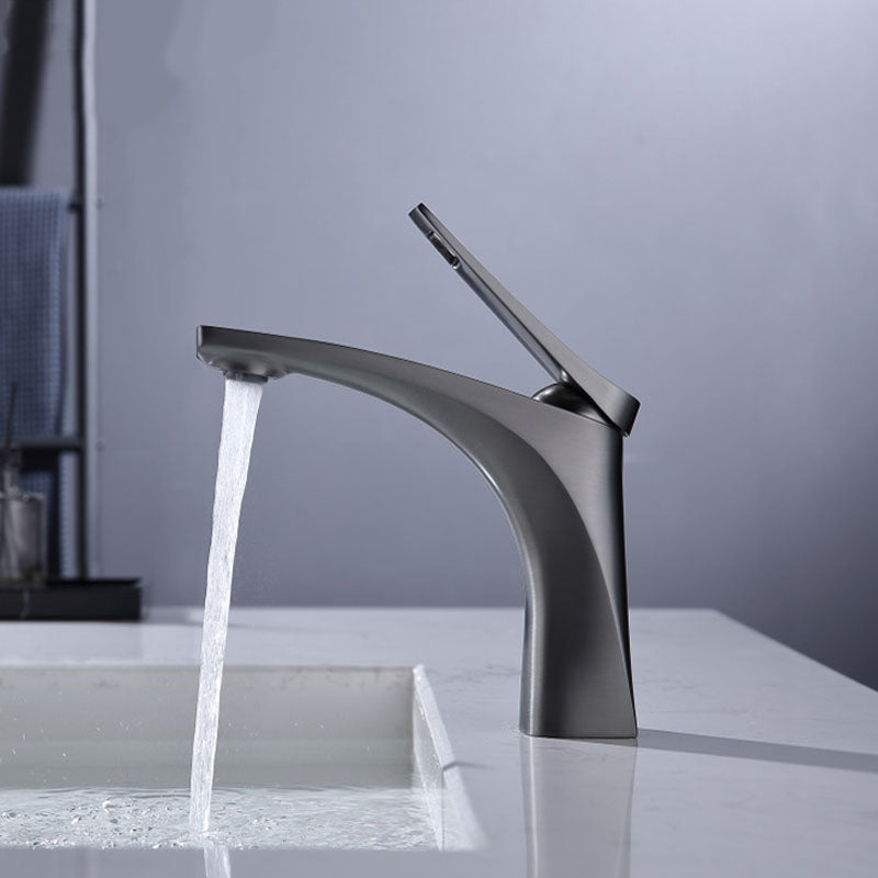 Lisslune | Modern Vessel Faucet Brass Lever Handles Low Arc with Water Hose Bathroom Vessel Faucet
