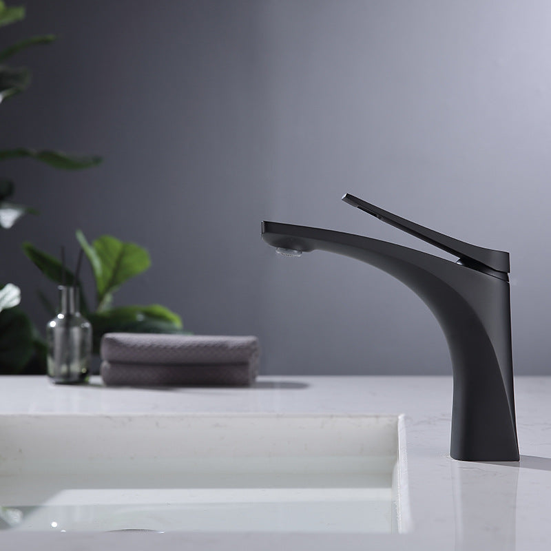 Lisslune | Modern Vessel Faucet Brass Lever Handles Low Arc with Water Hose Bathroom Vessel Faucet