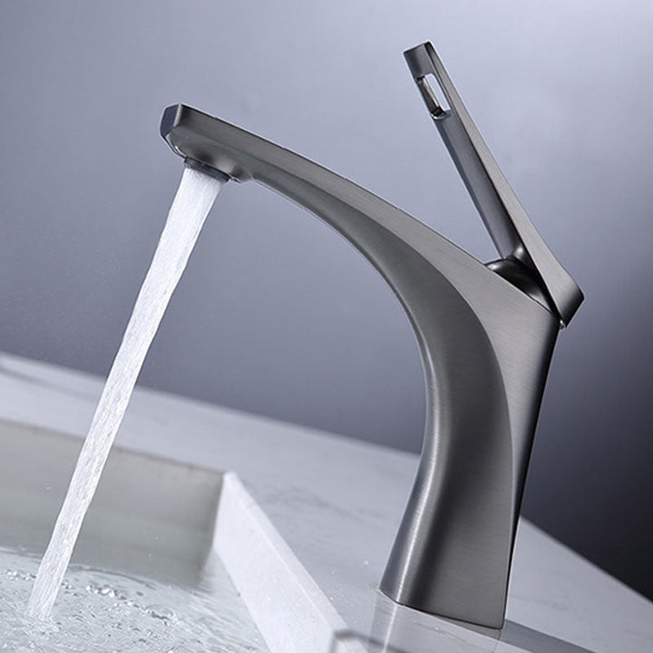 Lisslune | Modern Vessel Faucet Brass Lever Handles Low Arc with Water Hose Bathroom Vessel Faucet