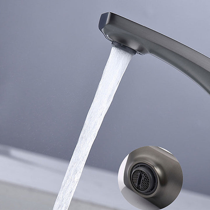 Lisslune | Modern Vessel Faucet Brass Lever Handles Low Arc with Water Hose Bathroom Vessel Faucet