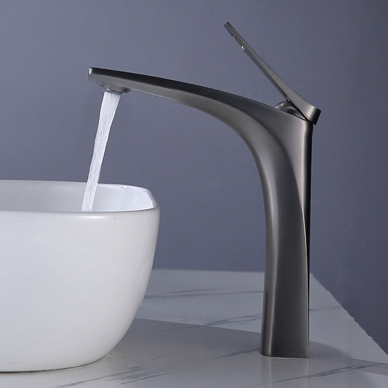 Lisslune | Modern Vessel Faucet Brass Lever Handles Low Arc with Water Hose Bathroom Vessel Faucet