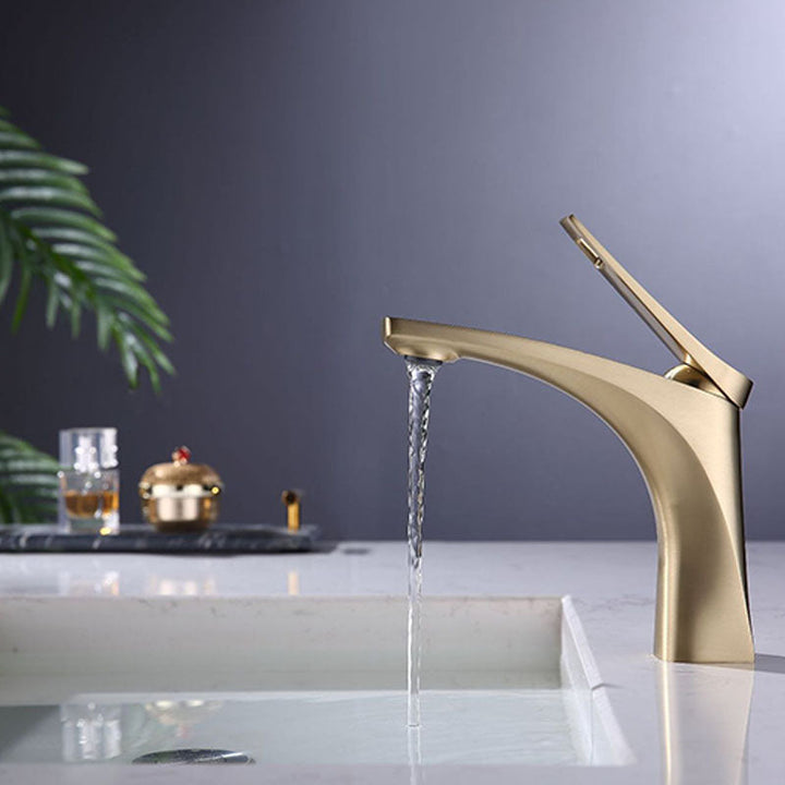 Lisslune | Modern Vessel Faucet Brass Lever Handles Low Arc with Water Hose Bathroom Vessel Faucet
