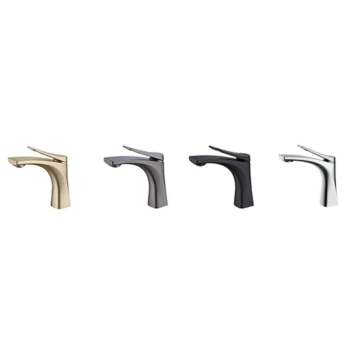 Lisslune | Modern Vessel Faucet Brass Lever Handles Low Arc with Water Hose Bathroom Vessel Faucet