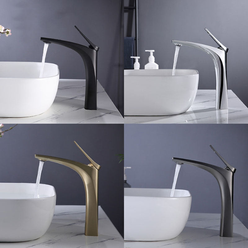 Lisslune | Modern Vessel Faucet Brass Lever Handles Low Arc with Water Hose Bathroom Vessel Faucet