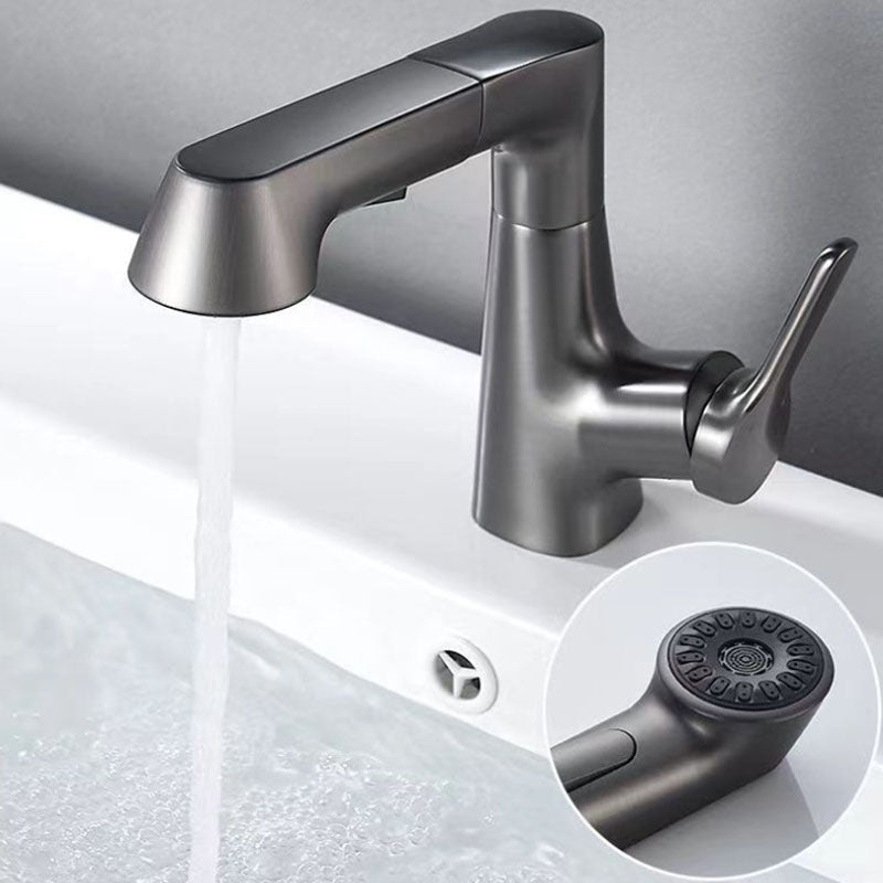 Lisslune | Modern Sink Faucet Lever Handle Copper Low Arc Pull-down Sink Faucet
