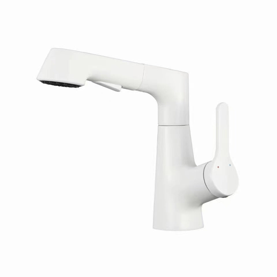 Lisslune | Modern Sink Faucet Lever Handle Copper Low Arc Pull-down Sink Faucet