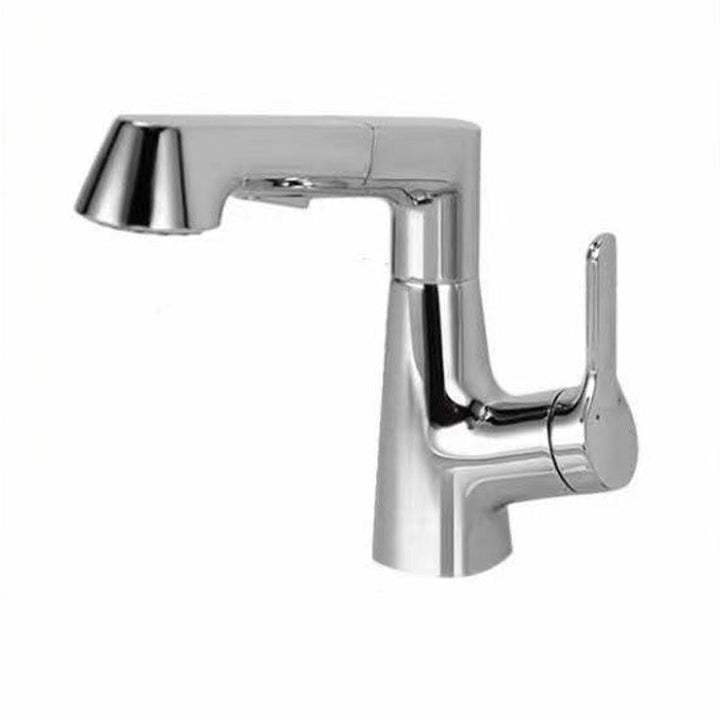 Lisslune | Modern Sink Faucet Lever Handle Copper Low Arc Pull-down Sink Faucet