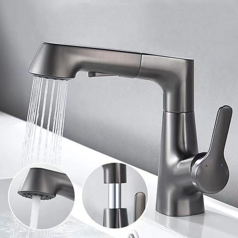 Lisslune | Modern Sink Faucet Lever Handle Copper Low Arc Pull-down Sink Faucet