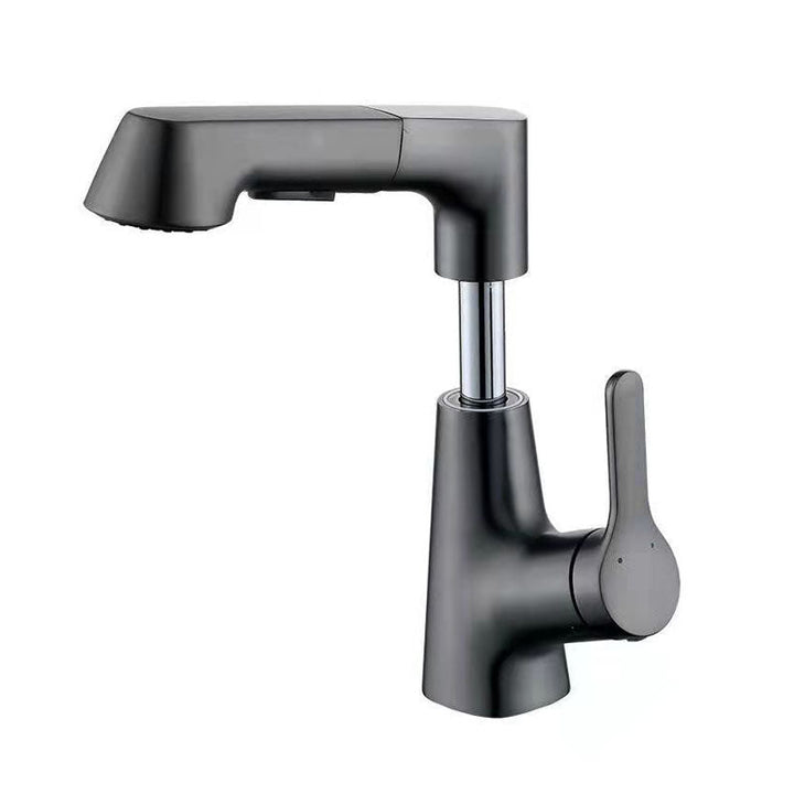 Lisslune | Modern Sink Faucet Lever Handle Copper Low Arc Pull-down Sink Faucet