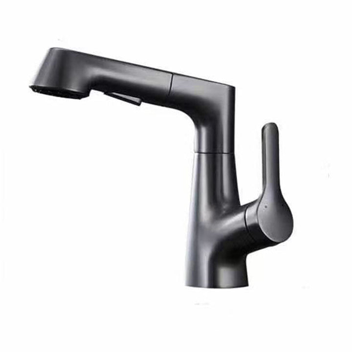Lisslune | Modern Sink Faucet Lever Handle Copper Low Arc Pull-down Sink Faucet