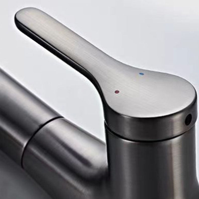 Lisslune | Modern Sink Faucet Lever Handle Copper Low Arc Pull-down Sink Faucet