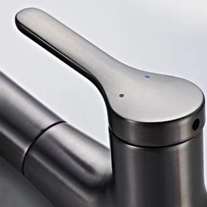 Lisslune | Modern Sink Faucet Lever Handle Copper Low Arc Pull-down Sink Faucet