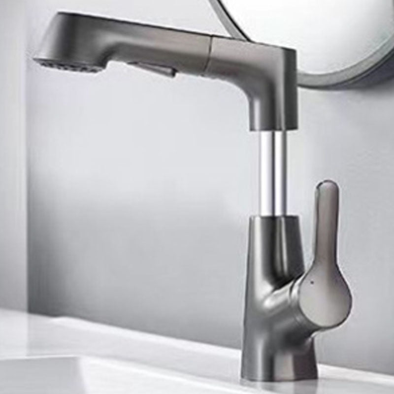 Lisslune | Modern Sink Faucet Lever Handle Copper Low Arc Pull-down Sink Faucet