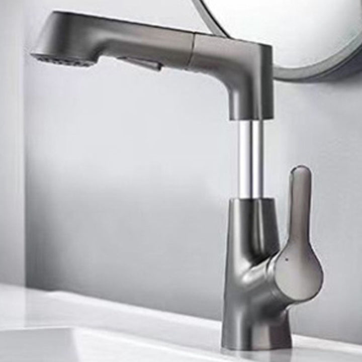 Lisslune | Modern Sink Faucet Lever Handle Copper Low Arc Pull-down Sink Faucet