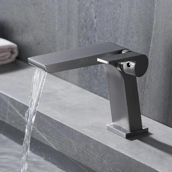 Lisslune | Modern Faucet Brass Lever Waterfall Spout Sink Faucet
