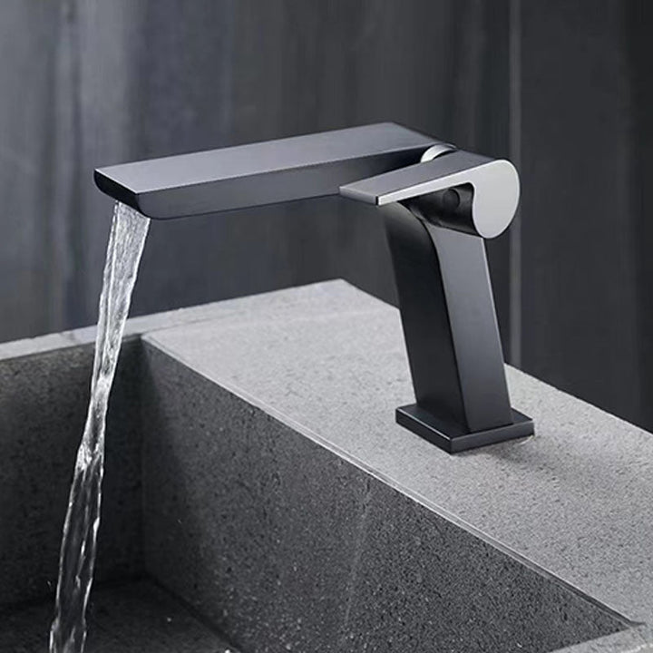 Lisslune | Modern Faucet Brass Lever Waterfall Spout Sink Faucet