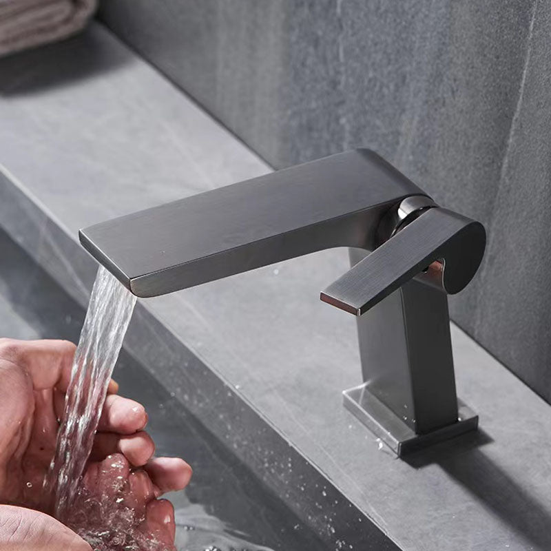 Lisslune | Modern Faucet Brass Lever Waterfall Spout Sink Faucet
