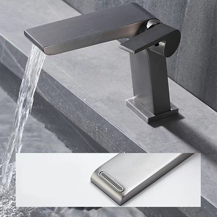 Lisslune | Modern Faucet Brass Lever Waterfall Spout Sink Faucet