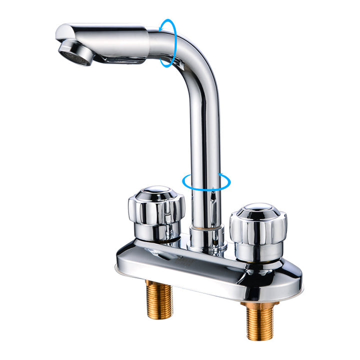 Lisslune | 2-Handle Brushed Nickel Wide Spout Faucet 2-Hole Centered Bathroom Sink Faucet with Brass