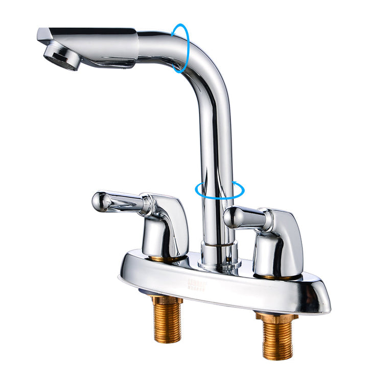 Lisslune | 2-Handle Brushed Nickel Wide Spout Faucet 2-Hole Centered Bathroom Sink Faucet with Brass