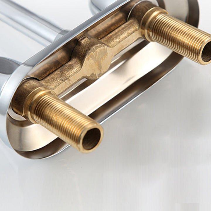 Lisslune | 2-Handle Brushed Nickel Wide Spout Faucet 2-Hole Centered Bathroom Sink Faucet with Brass