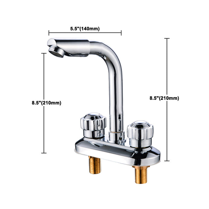 Lisslune | 2-Handle Brushed Nickel Wide Spout Faucet 2-Hole Centered Bathroom Sink Faucet with Brass