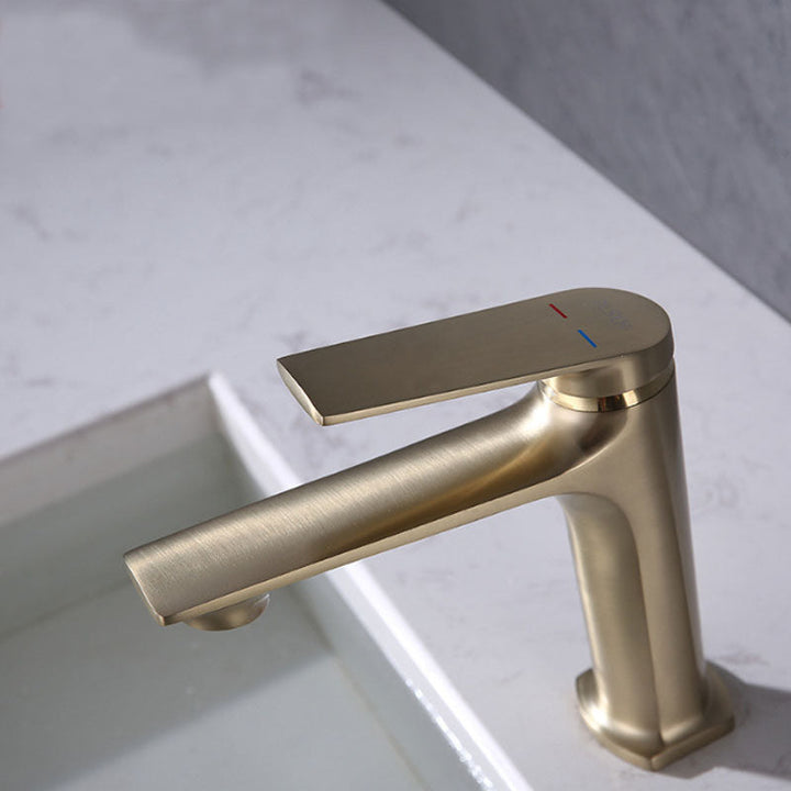 Lisslune | Modern Container Faucet Brass Lever Handles Low Arc Sink Bathroom Faucet
