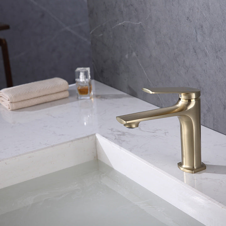 Lisslune | Modern Container Faucet Brass Lever Handles Low Arc Sink Bathroom Faucet