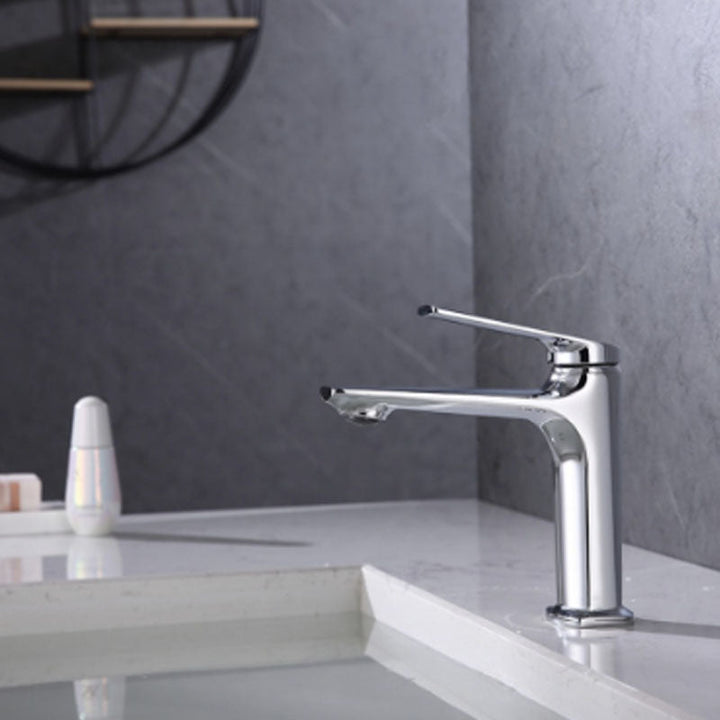 Lisslune | Modern Container Faucet Brass Lever Handles Low Arc Sink Bathroom Faucet