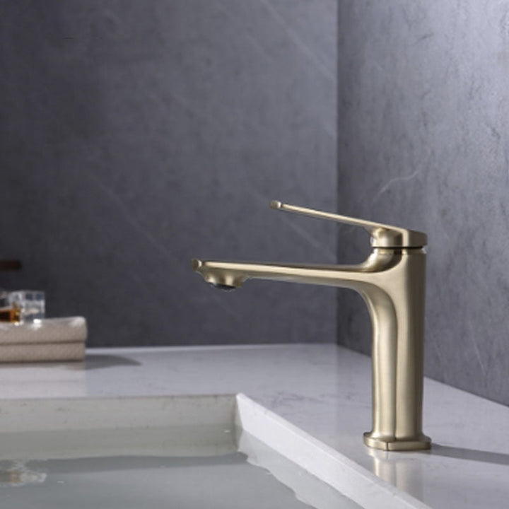 Lisslune | Modern faucet brass lever handles low arc sink bathroom faucet