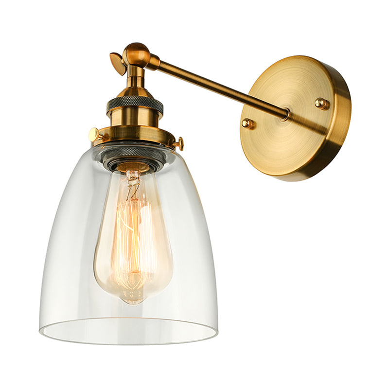 Lisslune | Bronze/Brass/Copper One Light Wall Lamp Vintage Style Clear Glass Tapered Lighting Fixture for Living Room